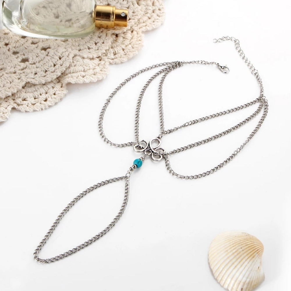 🎀Boho Style Turquoise Chain Anklet - Picture 5 of 6